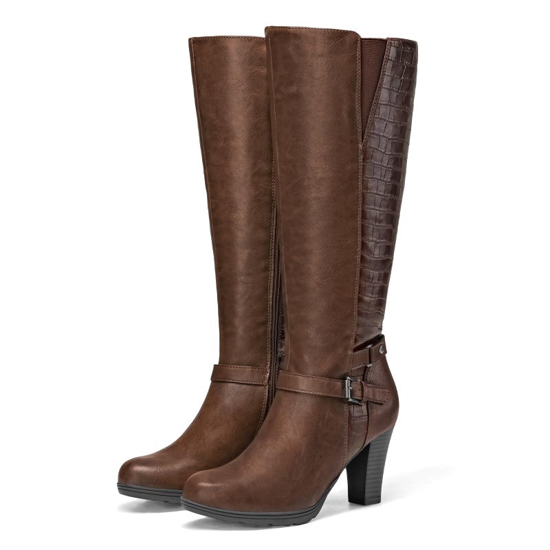 mysoft Women's Knee High Boots Chunky Heel Boots with Zipper - Image 2
